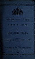 view Specification of Henry James Ditmars : apparatus for consuming smoke.