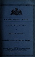 view Specification of William Tipping : preventing or consuming smoke.