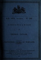 view Specification of Thomas Taylor : preventing smoke in furnaces.