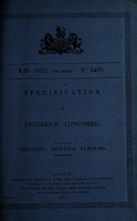 view Specification of Frederick Lipscombe : treating noxious vapours.