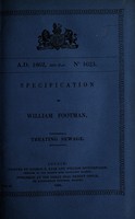 view Specification of William Footman : treating sewage.