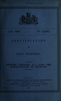 view Specification of Paul d'Angely : privies, urinals, &c. : also the manufacture of manure.