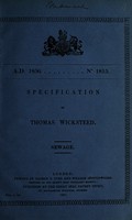 view Specification of Thomas Wicksteed : sewage.