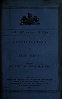 view Specification of Emile Guenin : disinfecting fecal matters.