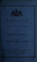 view Specification of Edouard Amourous : separating fecal matters.