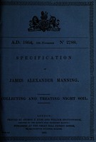 view Specification of James Alexander Manning : collecting and treating night soil.