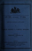 view Specification of Ferrar Fenton & Samuel Hollins : treating sewage, &c.