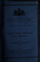 view Specification of William Frost Sweetland and John Merfield : purifying sewage.