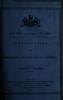 view Specification of Frederick Ludewig Hahn Danchell : treating sewage.