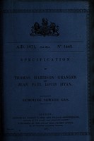 view Specification of Thomas Harrison Granger and Jean Paul Louis Hyan : removing sewage gas.