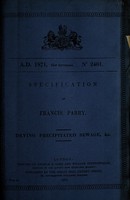 view Specification of Francis Parry : drying precipitated sewage, &c.