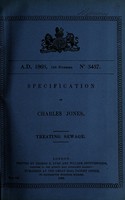 view Specification of Charles Jones : treating sewage.