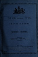 view Specification of Frederic Delbreil : removing sewage, &c.