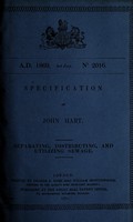 view Specification of John Hart : separating, distributing, and utilizing sewage.