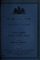 view Specification of David Forbes and Astley Paston Price : treating sewage.