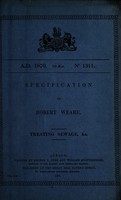 view Specification of Robert Weare : treating sewage, &c.