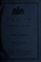 view Specification of Joseph Townsend : treating sewage.