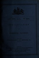 view Specification of Frederick Jacobsen : purification of sewage, &c.