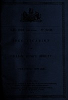 view Specification of William Henry Hughan : treating sewage.