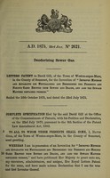 view Specification of David Gill : deodorizing sewer gas.