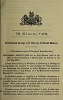 view Specification of John Howard Kidd : deodorising sewage and making artificial manure.