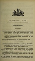 view Specification of George Willett, Robert James Harris, and James Lund : filtering sewage.