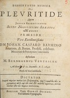 view Dissertatio medica de pleuritide / defendam Bernhardus Verzascha.