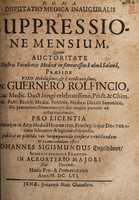 view Disputatio medica inauguralis de suppressione mensium ... / praeside Guernero Rolfincio ... examinandam offert Johannes Sigismundus Engelhäupt ... Anno M. DC. LVI.