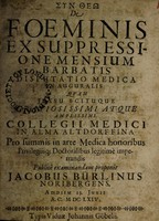 view De foeminis ex suppressione mensium barbatis disputatio medica inauguralis / [Jacob Bürlein].