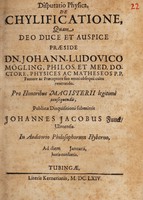 view Disputatio physica, de chylificatione ... / praeside Johann-Ludovico Mögling ... publicae disquisitioni submittit Johannes Jacobus Funck, Ulmensis.