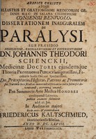 view Dissertationem inauguralem de paralysi / Publico examini submittit ... Friedericus Kaltschmied.