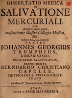 view Dissertatio medica de salivatione mercuriali ... / [Bernhard Christian Capelle].