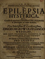 view Dissertatio inauguralis medica de epilepsia hysterica / [Nicolaus Leonhard Hedenus].