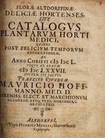 view Florae Altdorffinae deliciae hortenses, sive catalogus plantarum horti medici / [Moritz Hoffmann].