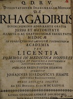 view Dissertationem inauguralem medicam de rhagadibus ... / submittit Johannes Hardovicus Hampe.