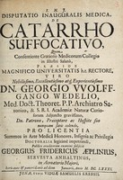 view Disputatio inauguralis medica, de catarrho suffocativo ... / Publico eruditorum examini subjicit Georgius Fridericus Aeplinius.