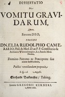 view Dissertatio de vomitu gravidarum / [Eberhard Backmeister].