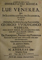 view Dissertatio medica de lue venerea ... / autor Andreas Löw.