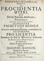 view Disputatio inauguralis medica de procidentia uteri ... / submittit Magnus Masson.