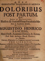 view Disputatio inauguralis medica de doloribus post partum ... / [Christian Friedrich Gerber].