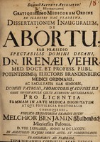 view Dissertationem inauguralem de abortu / [Melchior Benjamin Kaldenbach].