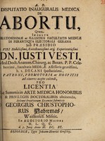 view Disputatio inauguralis medica de abortu ... / [Georg Christoph Habermass].