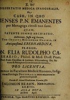 view Dissertatio medica inauguralis, de casu in quo menses p.n. emanentes per menagoga ciendi non sunt / [Salomon Braun].