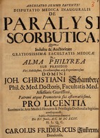 view Disputatio medica inauguralis de paralysi scorbutica ... / [Karl Friedrich Zimmermann].