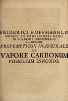 view Propemticon inaugurale de vapore carbonum fossilium innoxio / [Friedrich Hoffmann].