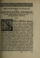 view Dissertatio inauguralis medica de amputatione membrorum sphacelatorum, eorumque secura medela / [Eberhard Barnstorff].