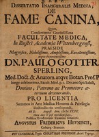 view Dissertatio inauguralis medica, de fame canina / [August Friedrich Heunisch].