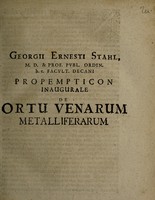 view Georgii Ernesti Stahl Propempticon inaugurale de ortu venarum metalliferarum.