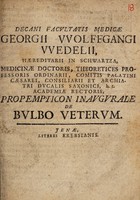 view Propempticon inaugurale de bulbo veterum / [Georg Wolffgang Wedel].