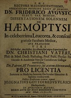 view Dissertationem solennem de haemoptysi / ... exponit Jo. Ignatius Gottofredus Ulrich.